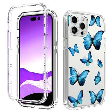 Sweet Armor Series iPhone 14 Pro Hybrid-deksel - Blå sommerfugl