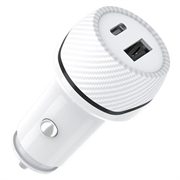 T05 USB-A/USB-C-billader med sporingsfunksjon mot tap for Android - hvit