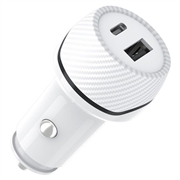 T05 USB-A/USB-C-billader med sporingsfunksjon mot tap for iPhone - hvit