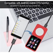 T1 bærbar MP4-musikkspiller med 1.8" skjerm og 64GB TF-kort - rød