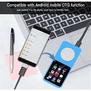 T1 bærbar MP4-musikkspiller med 1.8" skjerm og 64GB TF-kort - lyseblå