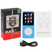 T1 bærbar MP4-musikkspiller med 1.8" skjerm og 64GB TF-kort - lyseblå