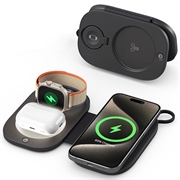 T5 3-i-1 sammenleggbar trådløs reiselader 15W - svart