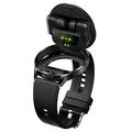 T97 2-i-1 smartklokke med innebygde TWS-øretelefoner - svart