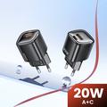 TOOCKI TC2220A2 Mini GaN-vegglader 20W - USB-C/USB-A - Svart