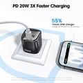 TOOCKI TC2220A2 Mini GaN-vegglader 20W - USB-C/USB-A - Svart