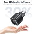TOOCKI TC2220A2 Mini GaN-vegglader 20W - USB-C/USB-A - Svart
