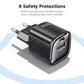 TOOCKI TC2220A2 Mini GaN-vegglader 20W - USB-C/USB-A - Svart