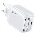 TOOCKI TC55302 30W GaN-lader med uttrekkbar USB-C-kabel - hvit