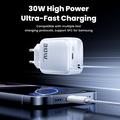 TOOCKI TC55302 30W GaN-lader med uttrekkbar USB-C-kabel - hvit