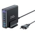 TOOCKI TCT240-33 6-ports GaN-bordlader med skjerm - 240W - svart