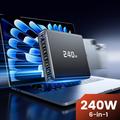 TOOCKI TCT240-33 6-ports GaN-bordlader med skjerm - 240W - svart