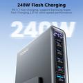 TOOCKI TCT240-33 6-ports GaN-bordlader med skjerm - 240W - svart