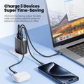 TOOCKI TCT67-22 67W GaN-vegglader med digitalt display - USB-C/USB-A - svart