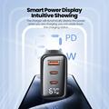 TOOCKI TCT67-22 67W GaN-vegglader med digitalt display - USB-C/USB-A - svart