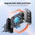 TOOCKI TCT67-22 67W GaN-vegglader med digitalt display - USB-C/USB-A - svart