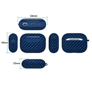 AirPods Pro 3 TPU-deksel med Karabinkroken - Karbonfiber - Blå