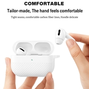 AirPods Pro 3 Børstet TPU-deksel med Karabinkroken - Karbonfiber - Hvit