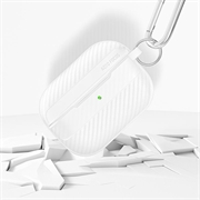 AirPods Pro 3 Børstet TPU-deksel med Karabinkroken - Karbonfiber - Hvit