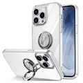 iPhone 14 Pro TPU-deksel med Ringholder - Gjennomsiktig