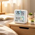 TS-8086 Digitalt termometer og hygrometer med vekkerklokke - hvit