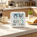 TS-8086 Digitalt termometer og hygrometer med vekkerklokke - hvit