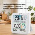 TS-8086 Digitalt termometer og hygrometer med vekkerklokke - hvit