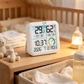 TS-8086 Digitalt termometer og hygrometer med vekkerklokke - hvit