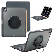 iPad Air 13 2024/2025/iPad Pro 12.9 2018/2020/2021/2022 TU3609 Bakgrunnsbelyst magnetisk tastaturveske med 360-graders roterende stativ - svart