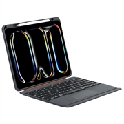 iPad Air 13 2024/2025/iPad Pro 12.9 2018/2020/2021/2022 TU3609 Bakgrunnsbelyst magnetisk tastaturveske med 360-graders roterende stativ - svart