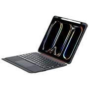 iPad Air 13 2024/2025/iPad Pro 12.9 2018/2020/2021/2022 TU3609 Bakgrunnsbelyst magnetisk tastaturveske med 360-graders roterende stativ - svart