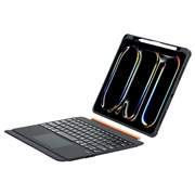 iPad Air 13 2024/2025/iPad Pro 12.9 2018/2020/2021/2022 TU3609 Bakgrunnsbelyst magnetisk tastaturveske med 360-graders roterende stativ - svart