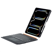 iPad Air 13 2024/2025/iPad Pro 12.9 2018/2020/2021/2022 TU3609 Bakgrunnsbelyst magnetisk tastaturveske med 360-graders roterende stativ - svart
