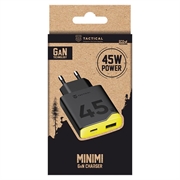 Tactical Minimi 45W AC GaN hurtiglader - USB-C, USB-A - svart / gul