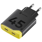 Tactical Minimi 45W CC GaN hurtiglader - 2x USB-C - svart / gul