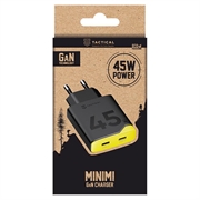 Tactical Minimi 45W CC GaN hurtiglader - 2x USB-C - svart / gul