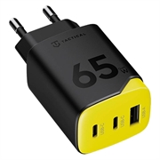 Tactical Minimi 65W AAC GaN hurtiglader - 2x USB-C, USB-A - svart / gul