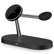 Tech-Protect A12 3-i-1 MagSafe trådløs lader 15 W med innebygd LED-lampe (Åpen Emballasje - Bulk Tilfredsstillende) - Svart