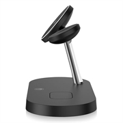 Tech-Protect A12 3-i-1 MagSafe trådløs lader 15 W med innebygd LED-lampe - Svart