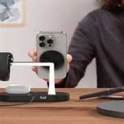 Tech-Protect A12 3-i-1 MagSafe trådløs lader 15 W med innebygd LED-lampe - Svart