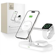 Tech-Protect A12 3-i-1 MagSafe trådløs lader 15 W med innebygd LED-lampe - hvit