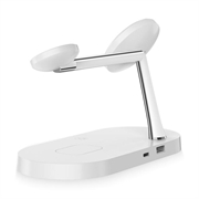 Tech-Protect A12 3-i-1 MagSafe trådløs lader 15 W med innebygd LED-lampe - hvit