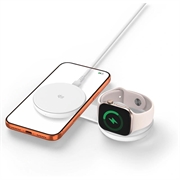 Tech-Protect A55 2-i-1 magnetisk/MagSafe trådløs lader 25W, Qi 2.2 - hvit