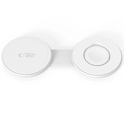 Tech-Protect A55 2-i-1 magnetisk/MagSafe trådløs lader 25W, Qi 2.2 - hvit