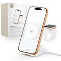 Tech-Protect A56 3-i-1 magnetisk/Magsafe trådløs lader 25W, QI2.2 – hvit