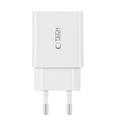 Tech-Protect C35W USB-C-vegglader med to porter og USB-C-kabel - hvit