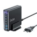 Tech-Protect DC240W-GaN 6-ports skrivebordslader - 4xUSB-C, 2xUSB-A - svart