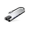 Tech-Protect HB02 6-i-1 USB-C-hubadapter med USB 2.0, USB 3.0, HDMI 4K 30Hz, RJ45 Ethernet og USB-C 100W PD - plass grå