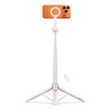 Tech-Protect L10S MagSafe Selfie Stick-stativ med Bluetooth-fjernkontroll - Rosa / Grå