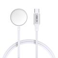 Tech-Protect MC02 UltraBoost magnetisk lader for Apple Watch med Type-C-kabel - 1m - Hvit